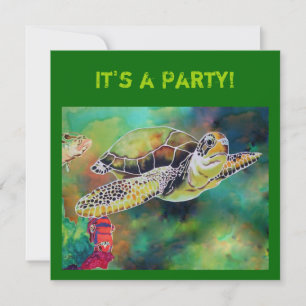 Carte d'invitation à la tortue verte