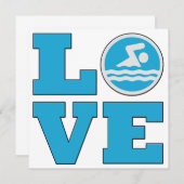 Carte d'invitation à l'amour de la natation pour l (Devant / Derrière)
