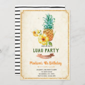 Carte d'invitation à l'ananas tropical (Devant / Derrière)