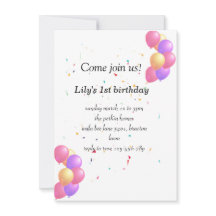 Carte d'invitation à l'anniversaire de ballon pour