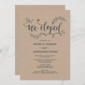 Carte d'invitation à l'élopement rustique et botan (Devant / Derrière)