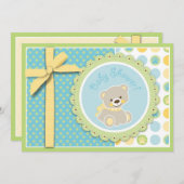 Carte d'invitation à l'ours de bienvenue (Devant / Derrière)