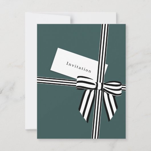 Carte d'invitation à plat à bois rayé Vert (Devant)