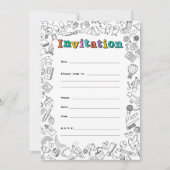 Carte d'invitation à plat cool Coloring (Devant)