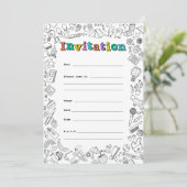 Carte d'invitation à plat cool Coloring (Debout devant)