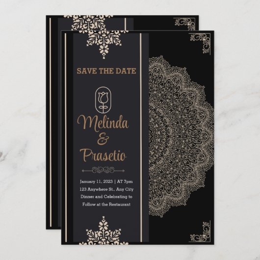 Carte d'invitation à plat mariage, taille : 5 po x (Devant / Derrière)