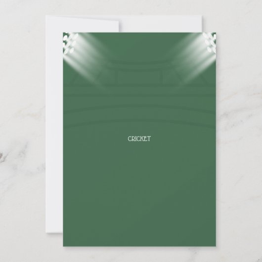 Carte d'invitation à thème de la fête de cricket (Dos)