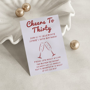 Carte d'invitation « À trente ans, Cheers » pour u