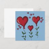 Carte d'invitation à trois coeurs mignons (Devant / Derrière)