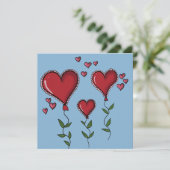 Carte d'invitation à trois coeurs mignons (Debout devant)