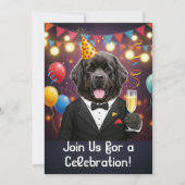 Carte d'invitation à une fête avec un chien de Ter (Devant)