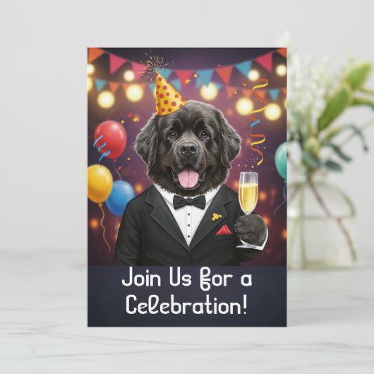 Carte d'invitation à une fête avec un chien de Ter (Debout devant)