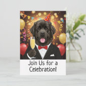 Carte d'invitation à une fête avec un chien de Ter (Debout devant)