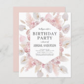 Carte d'invitation à une fête d'anniversaire Bohèm (Devant / Derrière)