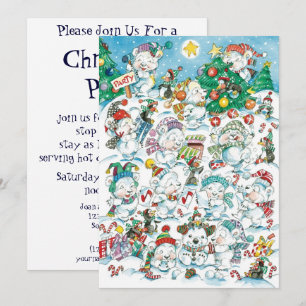 Carte d'invitation à une fête de Noël avec ours po