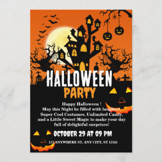 Carte d'invitation à une fête d'Halloween