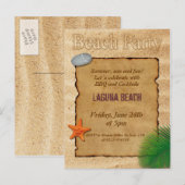 Carte d'invitation à une fête sur la plage avec pa (Devant / Derrière)