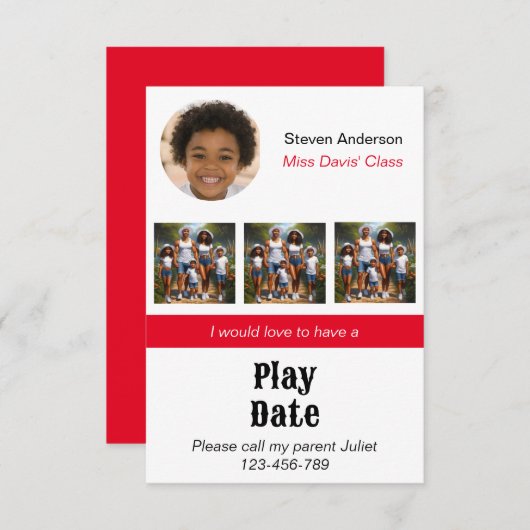 Carte d'invitation à une journée de jeu (Devant / Derrière)