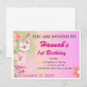 Carte d'invitation aimant personnalisée pour fille (Devant / Derrière)