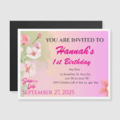 Carte d'invitation aimant personnalisée pour fille (Devant / Derrière)