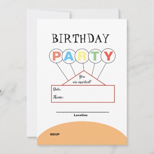 Carte d'invitation anniversaire (Devant)
