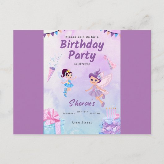 Carte d'invitation anniversaire (Devant)