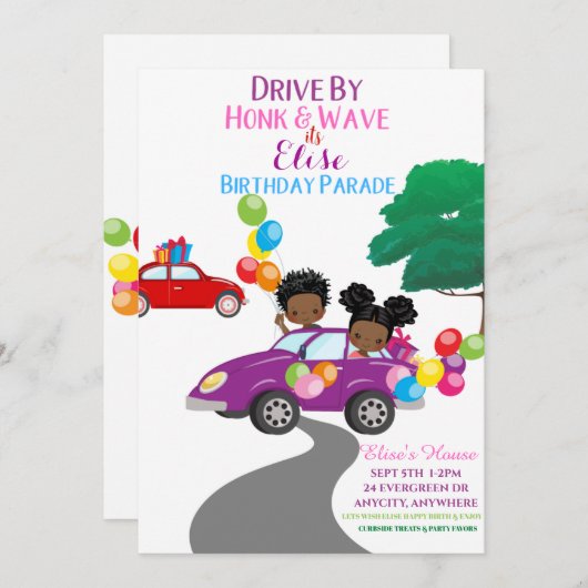 Carte d'invitation Anniversaire (Devant / Derrière)