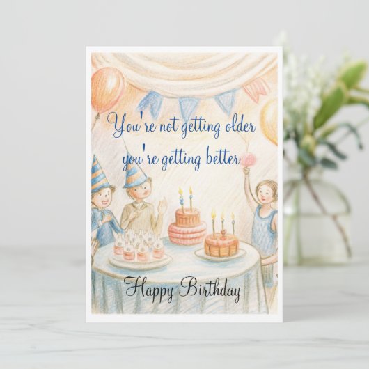 Carte d'invitation anniversaire (Debout devant)