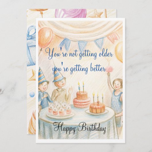 Carte d'invitation anniversaire (Devant / Derrière)