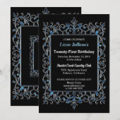 Carte d'invitation anniversaire à bordure scintill (Devant / Derrière)