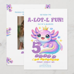 Carte d'invitation anniversaire amusante Axolotl A