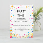 Carte d'invitation anniversaire avec confettis col (Debout devant)