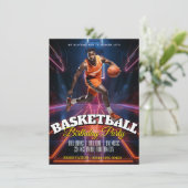Carte d'invitation anniversaire basket modifiable (Debout devant)