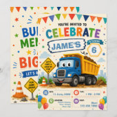 Carte d'invitation anniversaire construction modif (Devant / Derrière)