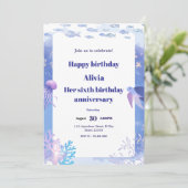 Carte d'invitation anniversaire de enfant sous-mar (Debout devant)
