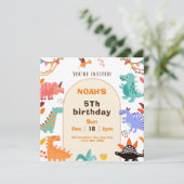 Carte d'invitation Anniversaire Dinosaur Brown bei (Debout devant)