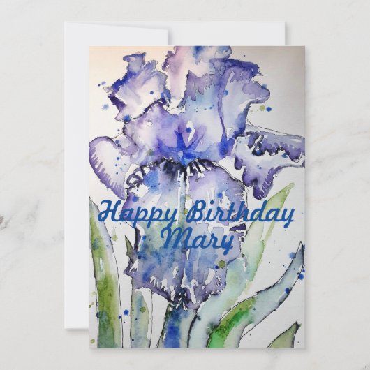 Carte d'invitation anniversaire femme Iris Violet  (Devant)