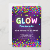 Carte d'invitation anniversaire Glow modifiable (Devant)