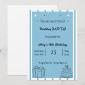 Carte d'invitation anniversaire imprimable, modifi (Devant / Derrière)