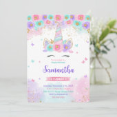 Carte d'invitation anniversaire licorne magique mo (Debout devant)