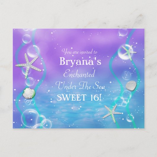 Carte d'invitation anniversaire Magique sous la me (Devant)