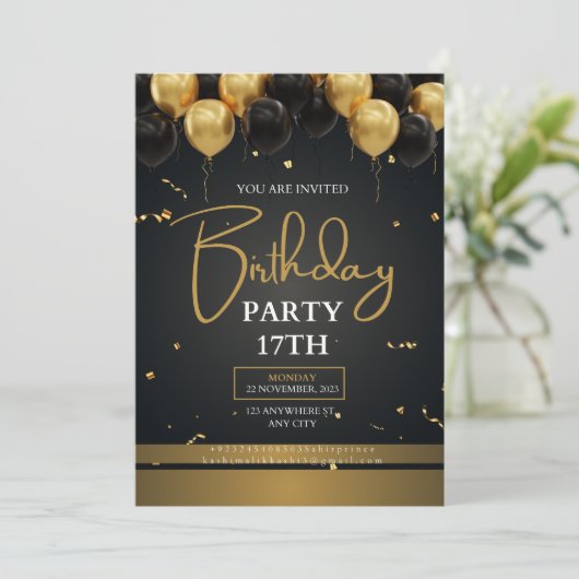 Carte d'invitation anniversaire modifiable (Debout devant)