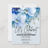 Carte d'invitation anniversaire modifiable bleu ro (Devant)