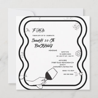 Carte d'invitation anniversaire modifiable dessiné