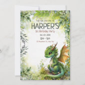 Carte d'invitation anniversaire modifiable Dragon (Devant)