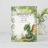 Carte d'invitation anniversaire modifiable Dragon (Debout devant)