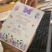 Carte d'invitation anniversaire Papillon, Jardin d