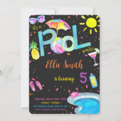 Carte d'invitation anniversaire piscine modifiable (Devant)