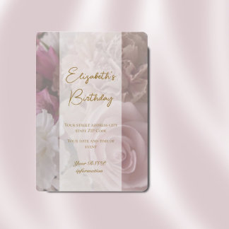 Carte d'invitation Anniversaire rose pâle
