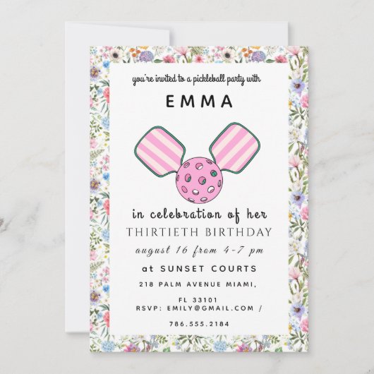 Carte d'invitation anniversaire rose pour pickleba (Devant)